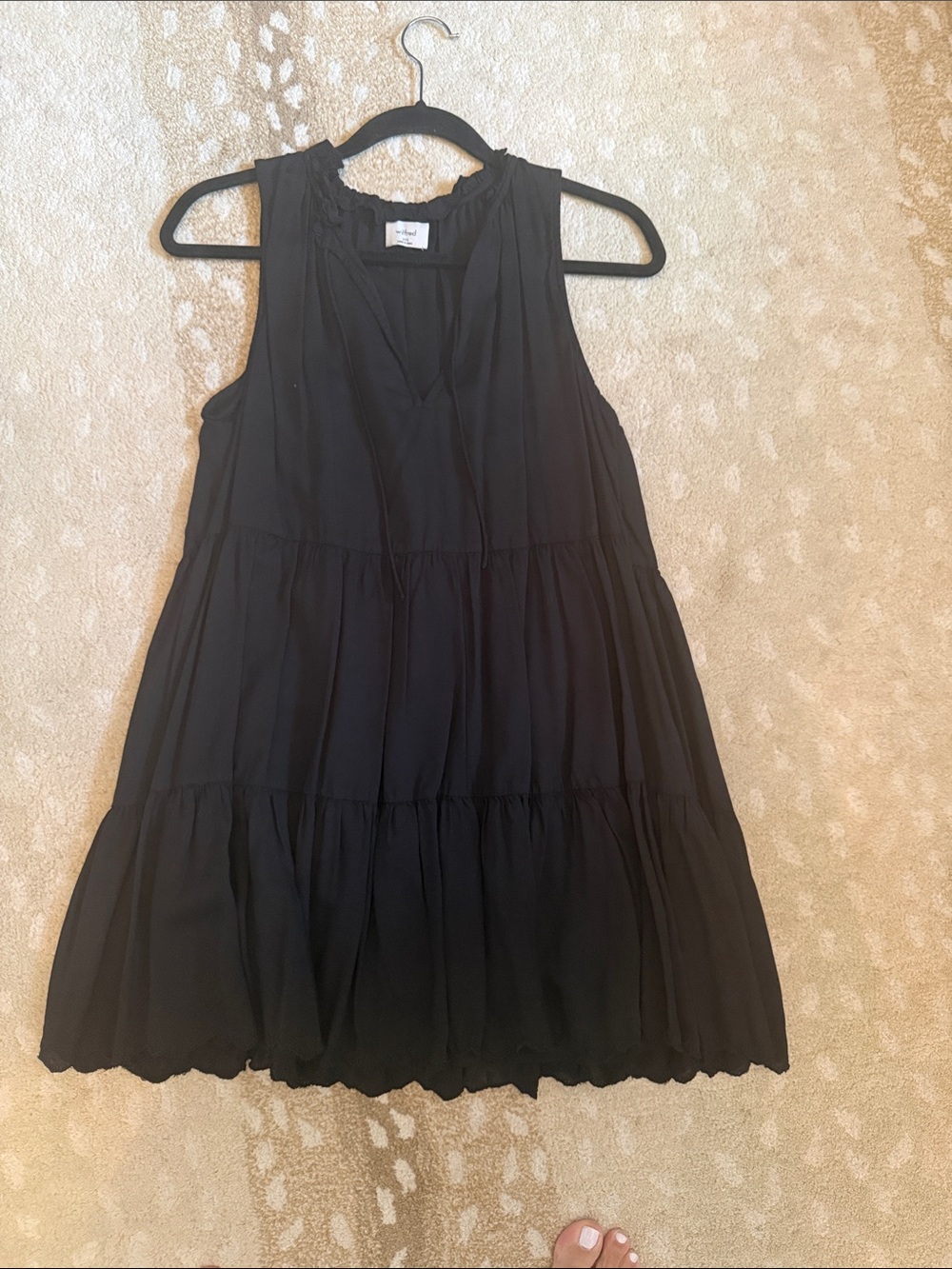Aritzia Black Sleeveless Tiered Tunic Dress